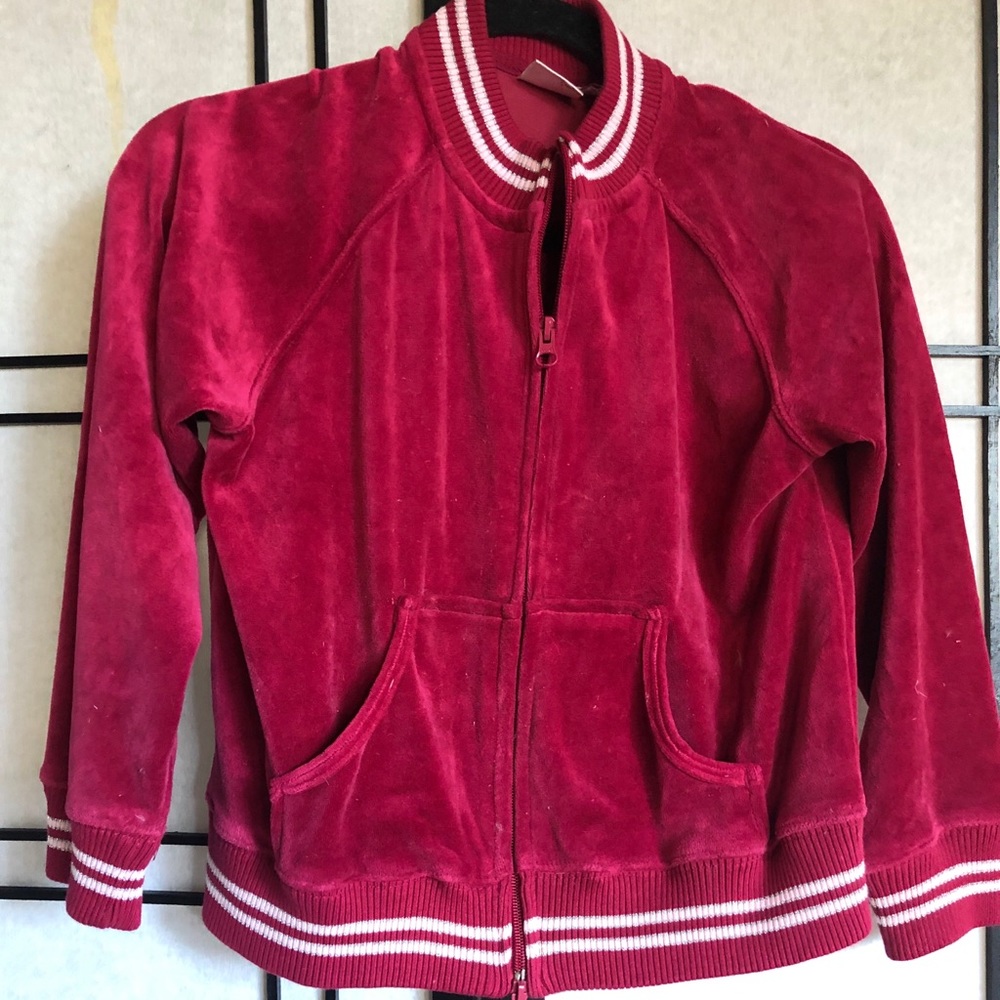 Magenta velour track jacket